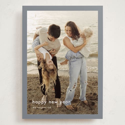 This is a slate holiday photo cards with standard by Stacey Meacham called minimalist border printing on recycled smooth signature in grand