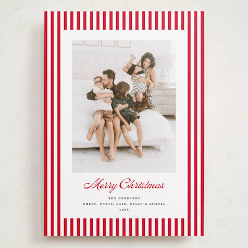 This is a candy cane holiday photo cards with standard by Erika Firm called mini cabana stripes printing on recycled smooth signature in grand