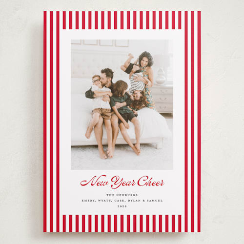 This is a candy cane holiday photo cards with standard by Erika Firm called mini cabana stripes printing on recycled smooth signature in grand