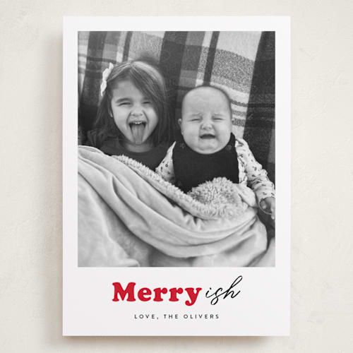 This is a holly holiday photo cards with standard by Carrie ONeal called festive-ish printing on recycled smooth signature in grand