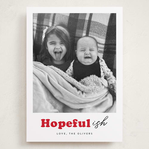 This is a holly holiday photo cards with standard by Carrie ONeal called festive-ish printing on recycled smooth signature in grand