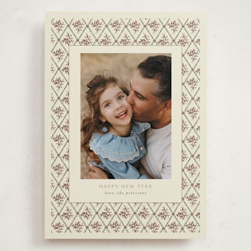 This is a holly berry holiday photo cards with standard by Bryanna Mehner called hollys' bouquet printing on recycled smooth signature in grand