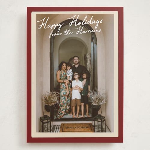 This is a berry holiday photo cards with standard by Maja Cunningham called vintage photo card printing on recycled smooth signature in grand