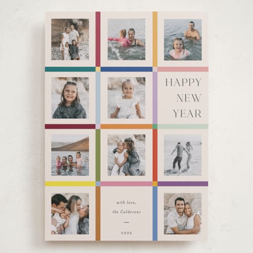 This is a rainbow holiday photo cards with standard by lulu and isabelle called a year of colors printing on recycled smooth signature in grand