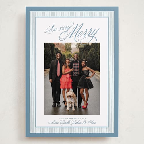 This is a frost holiday photo cards with standard by Alston Foster called merry striped frame printing on recycled smooth signature in grand