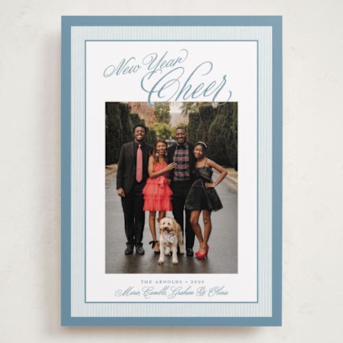 This is a frost holiday photo cards with standard by Alston Foster called merry striped frame printing on recycled smooth signature in grand