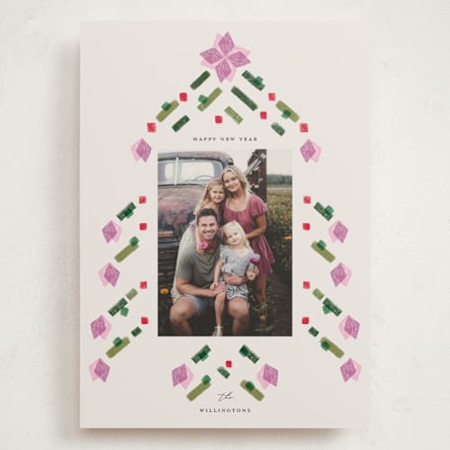 This is a sugar plum holiday photo cards with standard by Vivian Yiwing called dazzled printing on recycled smooth signature in grand