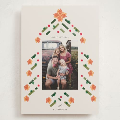 This is a caramel holiday photo cards with standard by Vivian Yiwing called dazzled printing on recycled smooth signature in grand