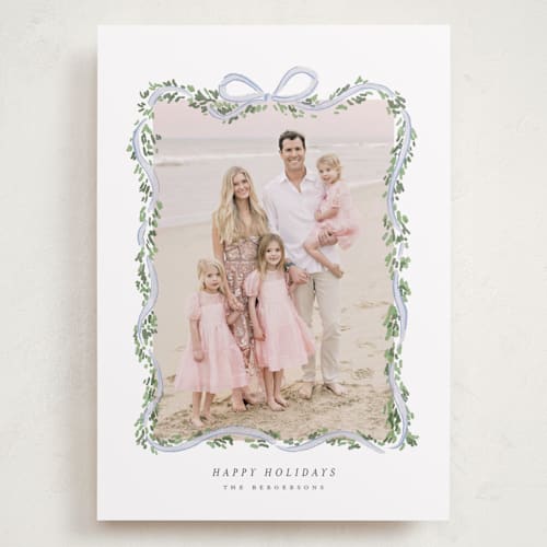 This is a juniper holiday photo cards with standard by Itsy Belle Studio called ribbonly frame printing on recycled smooth signature in grand