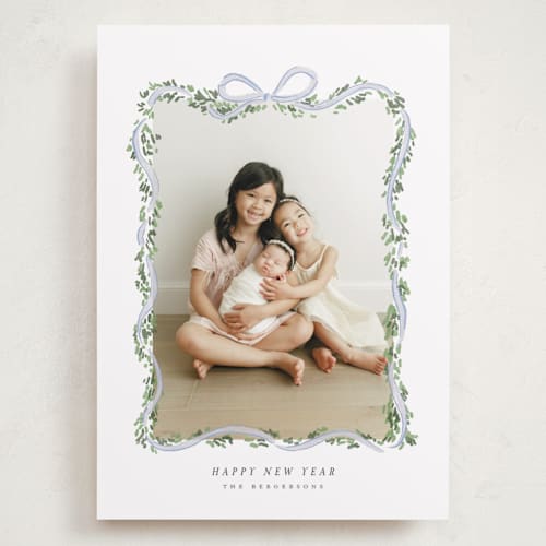 This is a juniper holiday photo cards with standard by Itsy Belle Studio called ribbonly frame printing on recycled smooth signature in grand