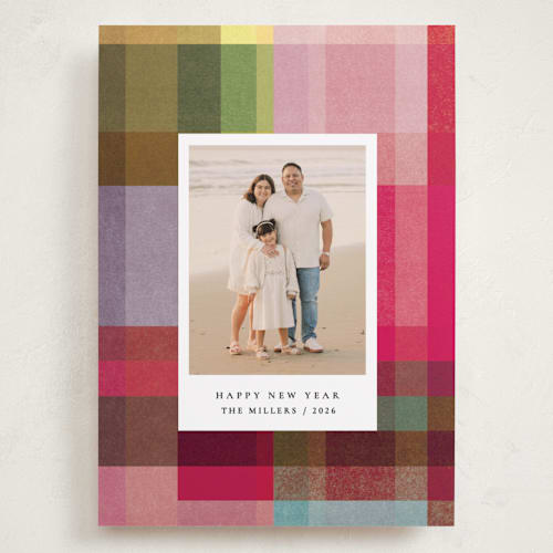 This is a candy holiday photo cards with standard by Sumak Studio called joyful check printing on recycled smooth signature in grand