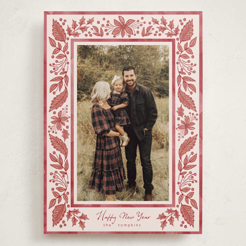 This is a berry holiday photo cards with standard by Chris Griffith called boho holiday printing on recycled smooth signature in grand