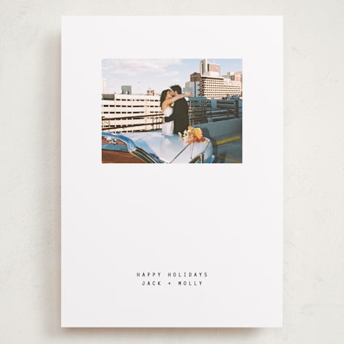 This is a coal holiday photo cards with standard by JoAnn Jinks called max printing on recycled smooth signature in grand