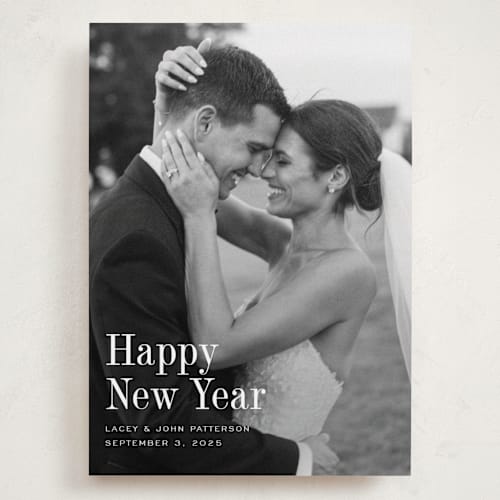 This is a snow holiday photo cards with standard by Megan Davis called eternally merry printing on recycled smooth signature in grand