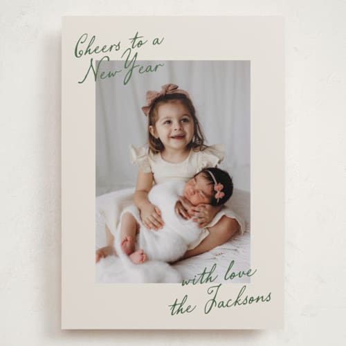 This is a pine needle holiday photo cards with standard by Deynaaz Daraei called luant printing on recycled smooth signature in grand