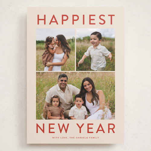 This is a poinsettia holiday photo cards with standard by Carolyn MacLaren called chic blessings printing on recycled smooth signature in grand