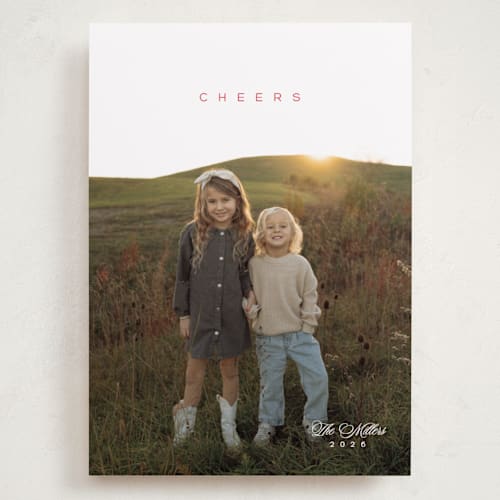 This is a cardinal holiday photo cards with standard by Owl and Toad called minimal type printing on recycled smooth signature in grand