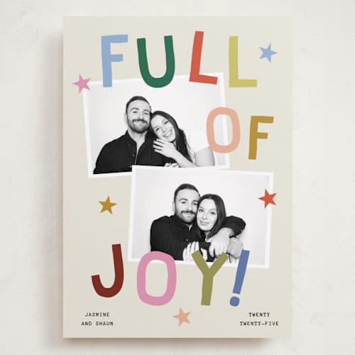 This is a jubilant holiday photo cards with standard by Kercia Jane called full of joy (& cheer) printing on recycled smooth signature in grand