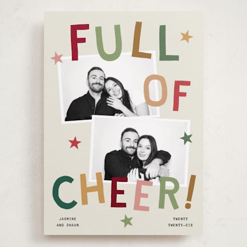 This is a cozy cabin holiday photo cards with standard by Kercia Jane called full of joy (& cheer) printing on recycled smooth signature in grand