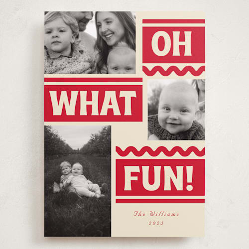 This is a cranberry holiday photo cards with standard by Baumbirdy called ski slope printing on recycled smooth signature in grand