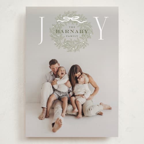 This is a wreath holiday photo cards with standard by Oscar and Emma - Karly Depew called family wreath printing on recycled smooth signature in grand