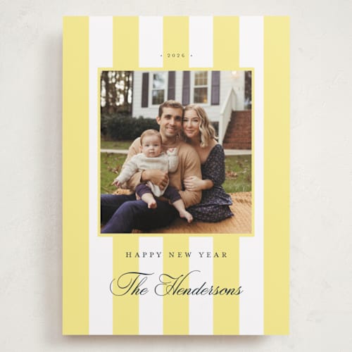 This is a honey holiday photo cards with standard by Emily Betts called preppy stripes printing on recycled smooth signature in grand