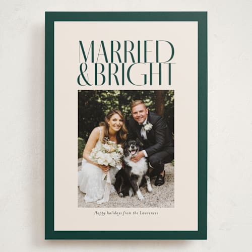 This is a spruce holiday photo cards with standard by Ekko Studio called married & bright printing on recycled smooth signature in grand