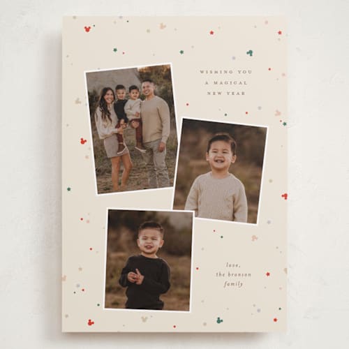 This is a sugar cookie holiday photo cards with standard by Ellen Schlegelmilch called disney's mickey tri confetti printing on recycled smooth signature in grand