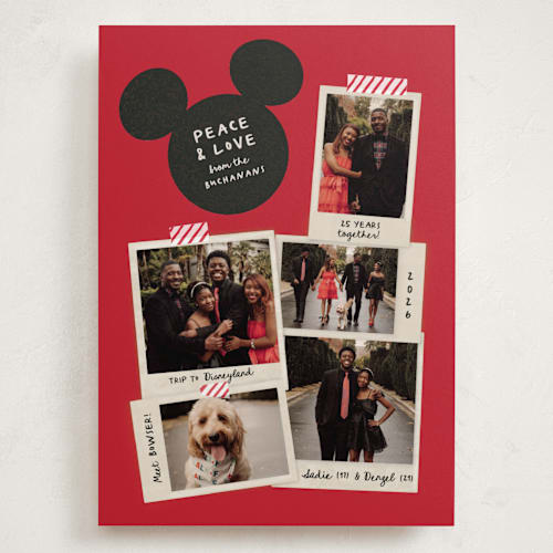 This is a candy apple holiday photo cards with standard by Kamala Nahas called disney mickey instantaneous printing on recycled smooth signature in grand