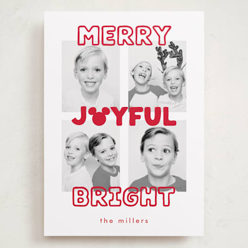 This is a holly berry holiday photo cards with standard by AK Graphics called disney's mickey quad squad printing on recycled smooth signature in grand