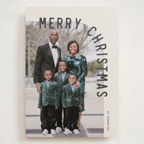 This is a eggnog holiday photo cards with standard by Brianne Larsen called curve printing on recycled smooth signature in grand