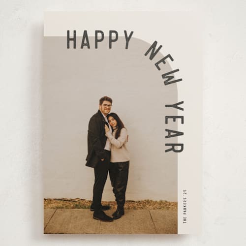 This is a eggnog holiday photo cards with standard by Brianne Larsen called curve printing on recycled smooth signature in grand