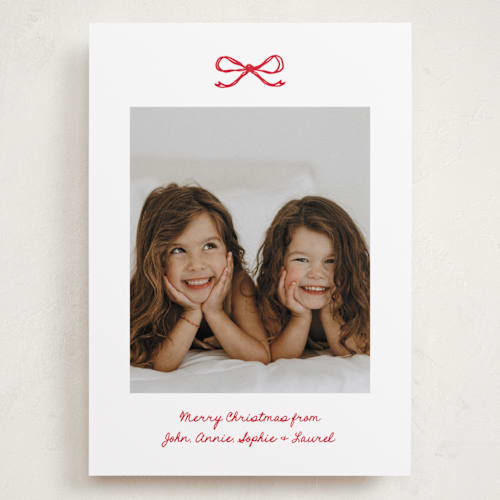 This is a candied apple holiday photo cards with standard by Kelly Watkins called mini bow printing on recycled smooth signature in grand