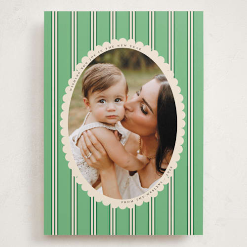 This is a mint holiday photo cards with standard by Morgan Kendall called historic frame printing on recycled smooth signature in grand