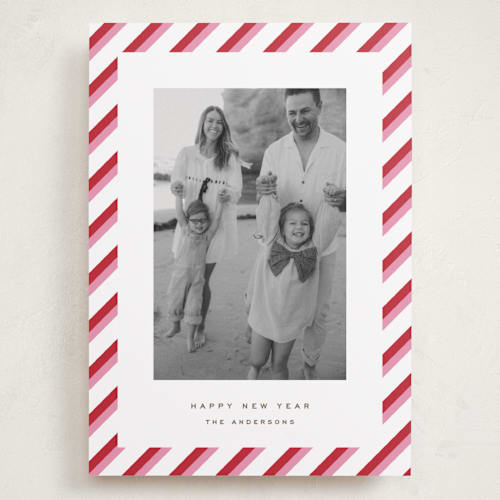 This is a candy cane holiday photo cards with standard by Yuliya Evseeva called candy frame printing on recycled smooth signature in grand