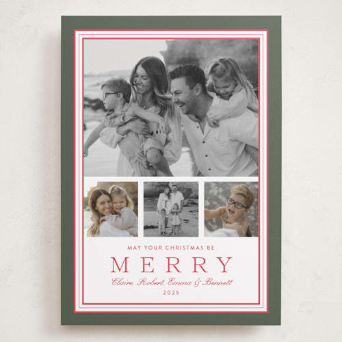 This is a fir holiday photo cards with standard by Alston Foster called favorite joys printing on recycled smooth signature in grand