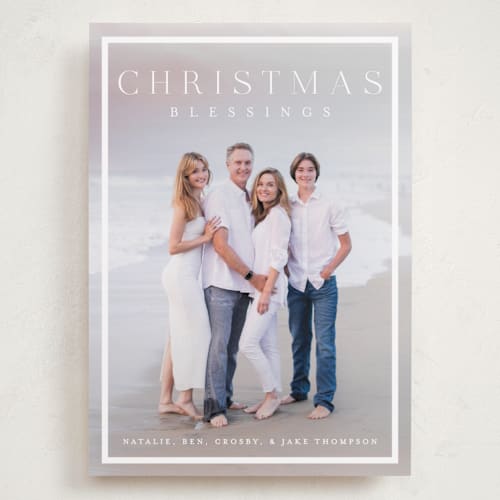 This is a snow holiday photo cards with standard by Amy Kross called bridges printing on recycled smooth signature in grand