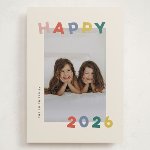 This is a fruitcake holiday photo cards with standard by Sarah Hawkins Designs called dancing happy printing on recycled smooth signature in grand