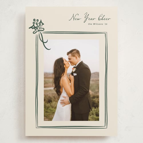 This is a pine holiday photo cards with standard by letterfix called holly sprig printing on recycled smooth signature in grand