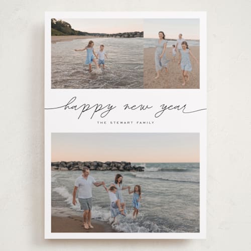 This is a snowcap holiday photo cards with standard by Pixel and Hank called three blessings printing on recycled smooth signature in grand