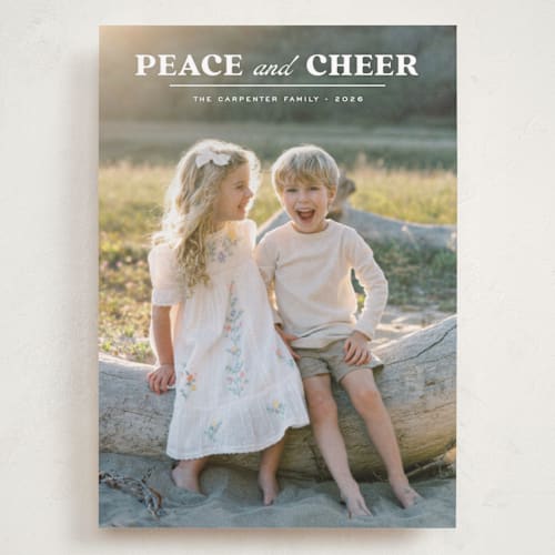 This is a starlight holiday photo cards with standard by Creo Study called pure joy printing on recycled smooth signature in grand