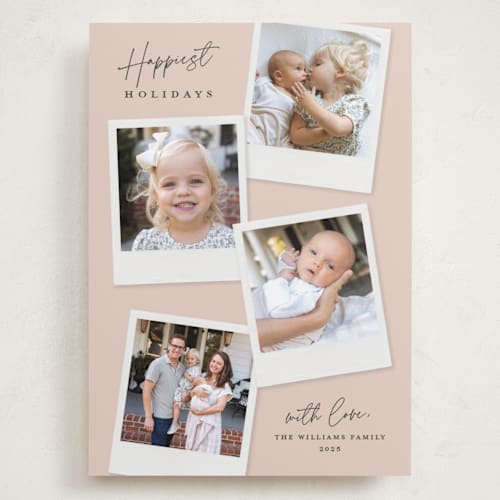 This is a blush holiday photo cards with standard by Kerry Doyle called instant elegance printing on recycled smooth signature in grand