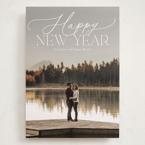 This is a snow holiday photo cards with standard by Everett Paper Goods called soft mix printing on recycled smooth signature in grand