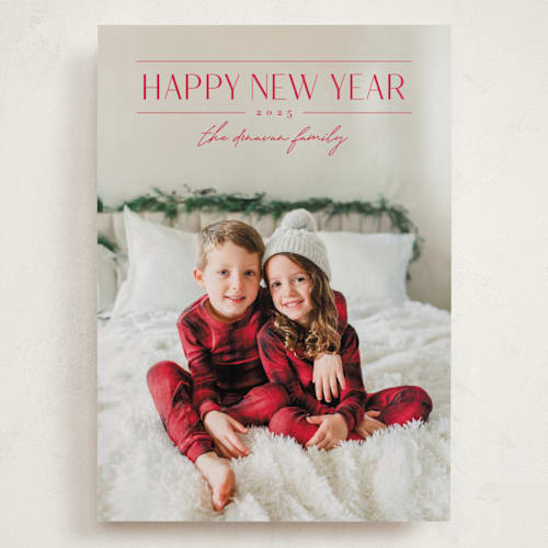 This is a santa suit holiday photo cards with standard by Design Lotus called festive minimalism printing on recycled smooth signature in grand