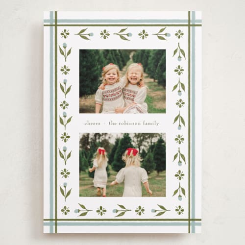 This is a glacier holiday photo cards with standard by Elsa Duncan called little floral border printing on recycled smooth signature in grand