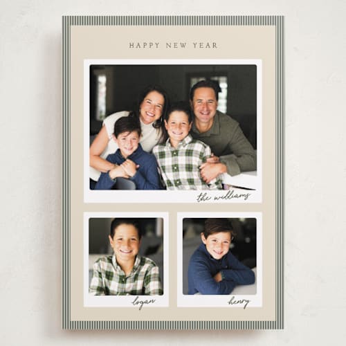 This is a cream holiday photo cards with standard by Robert and Stella called christmas classics printing on recycled smooth signature in grand