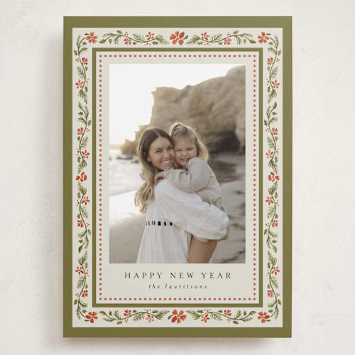 This is a persimmon holiday photo cards with standard by Chris Griffith called holiday frame printing on recycled smooth signature in grand