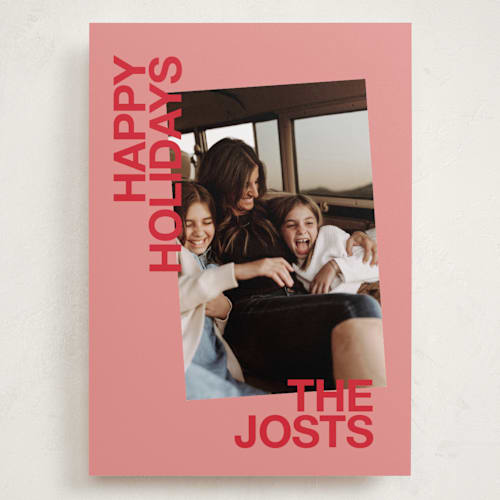 This is a berry holiday photo cards with standard by Inkblot Design called angled printing on recycled smooth signature in grand