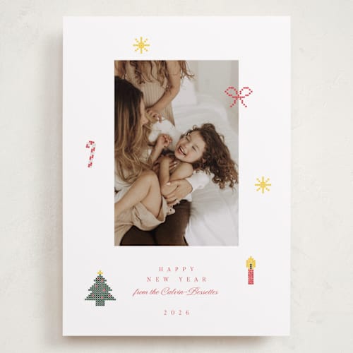 This is a snow holiday photo cards with standard by Studio Suku called cross stitch christmas printing on recycled smooth signature in grand