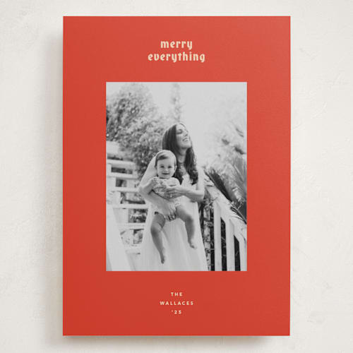 This is a persimmon holiday photo cards with standard by Carrie Moradi called hued mat printing on recycled smooth signature in grand